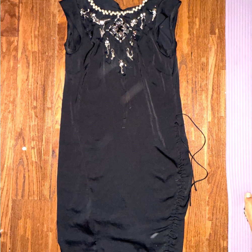 BCBGMaxAzria Black Embellished Midi Dress